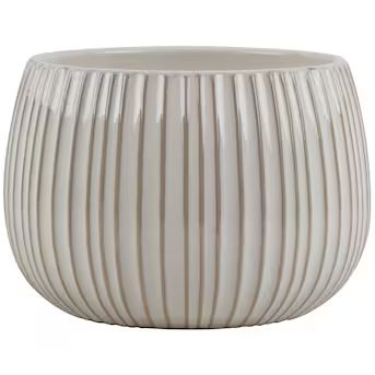 allen + roth 9.96-in W x 6.77-in H White Ceramic Indoor Planter | Lowe's
