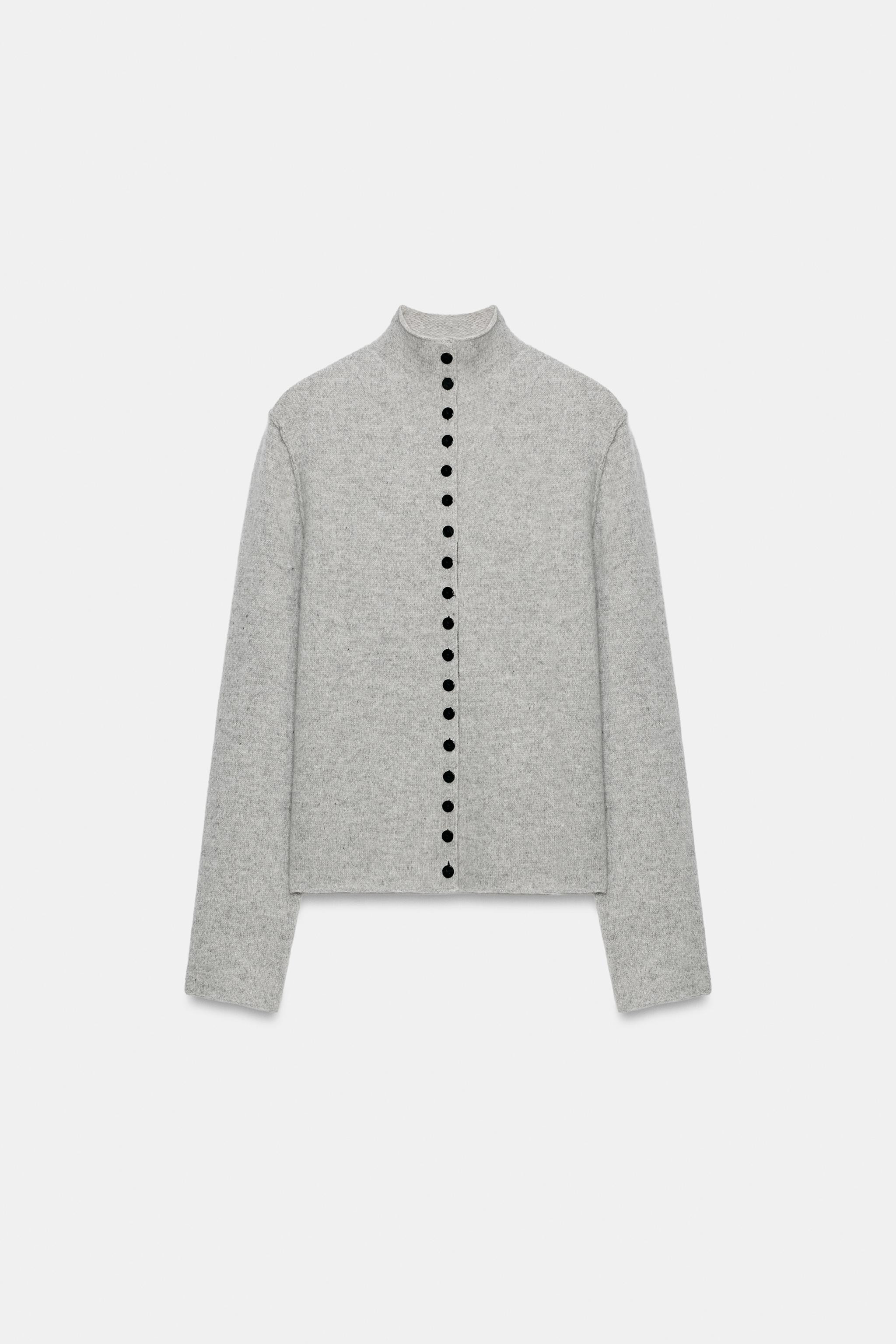 100% WOOL MOCK NECK CARDIGAN | Zara UK