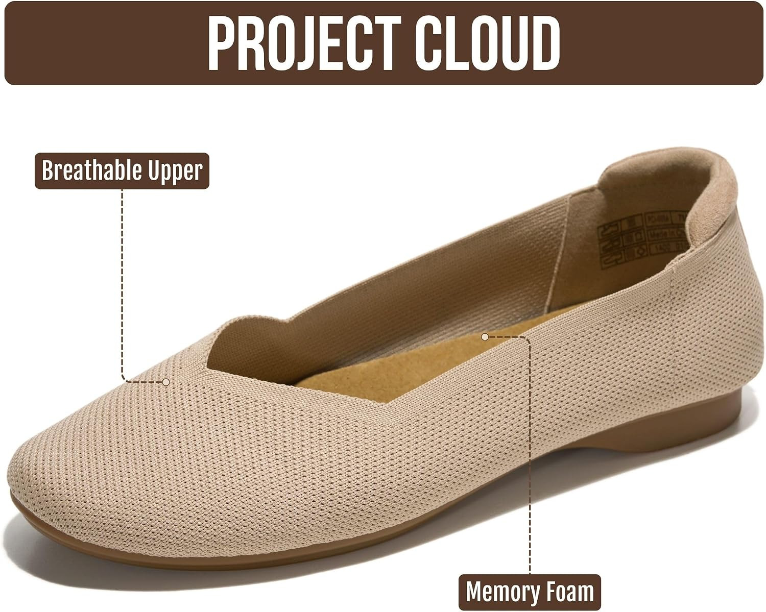 Project Cloud Womens Flats Memory Foam Ballet Flats for Women | Amazon (US)