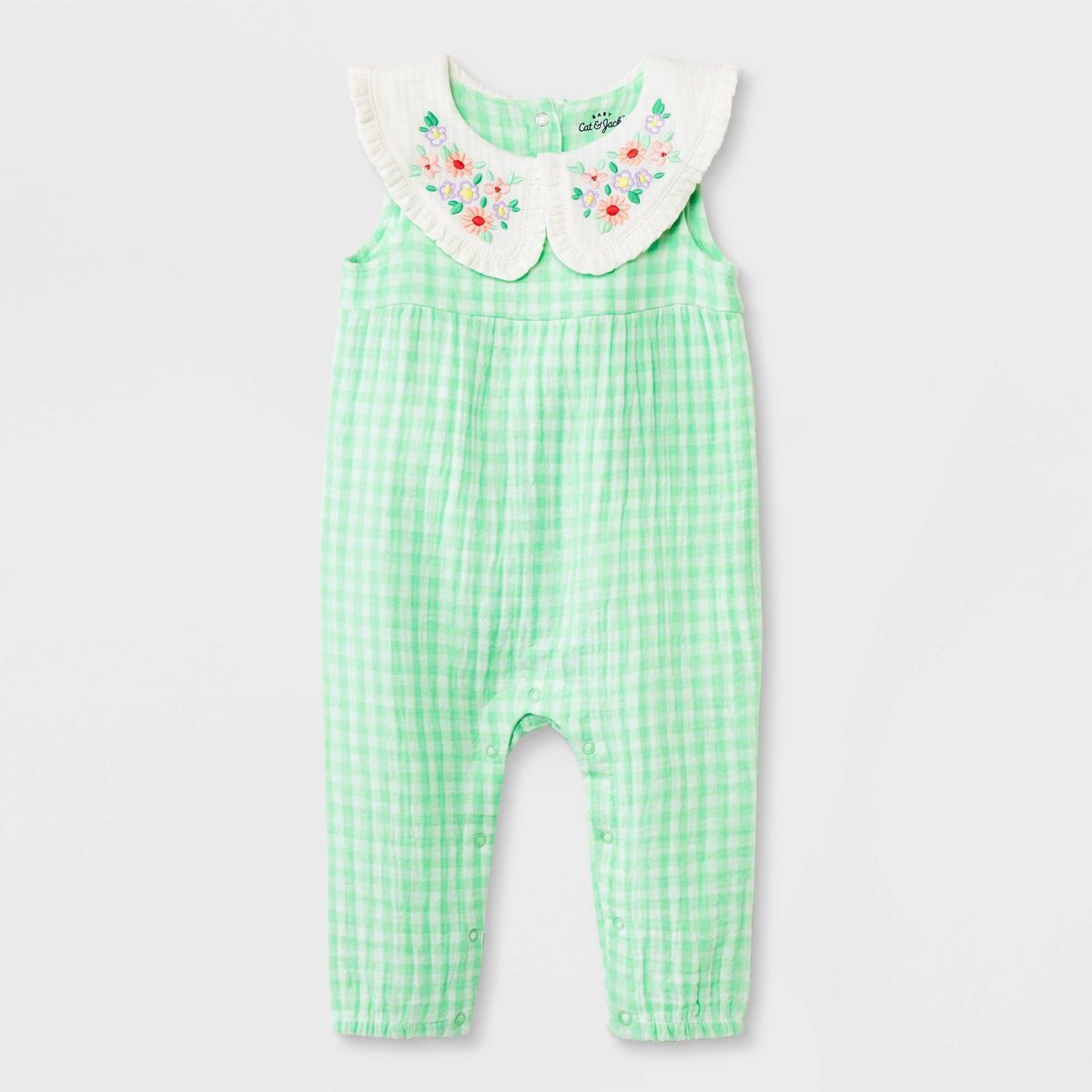 Baby Girls' Collar Gingham Romper - Cat & Jack™ Green | Target