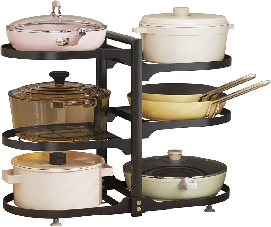 Wisdom Star 6 Tier Pots and Pans Lid Organizer Rack Holder, Adjustable Pot Organizer Rack for Und... | Amazon (US)