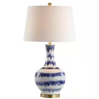 Tucker 30.5 in. Blue/White Ceramic/Metal LED Table Lamp | The Home Depot