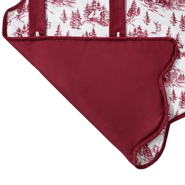 Red and Ivory Forest Velvet Christmas Tree Skirt, 52", by My Texas House | Walmart (US)