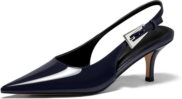 Coutgo Womens Slingback Heels Kitten Low Heel Dress Shoes Closed Pointed Toe Buckle Pumps Work We... | Amazon (US)