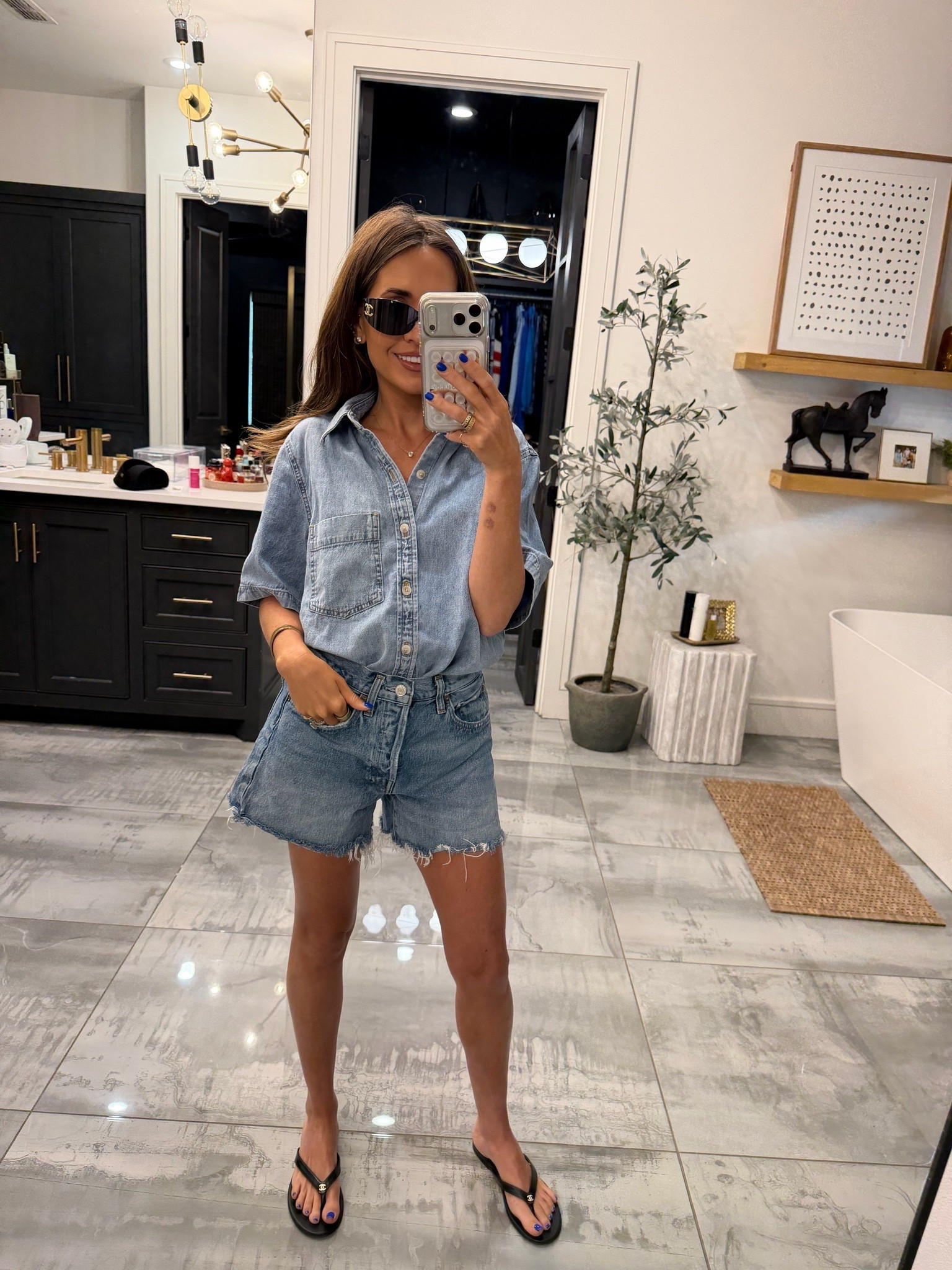 What I wore to my nail apt - xs in @Aritzia top and 25 in shorts - @chanel sandals- added similar

#LTKdayinmylife #LTKOver40 #LTKootd