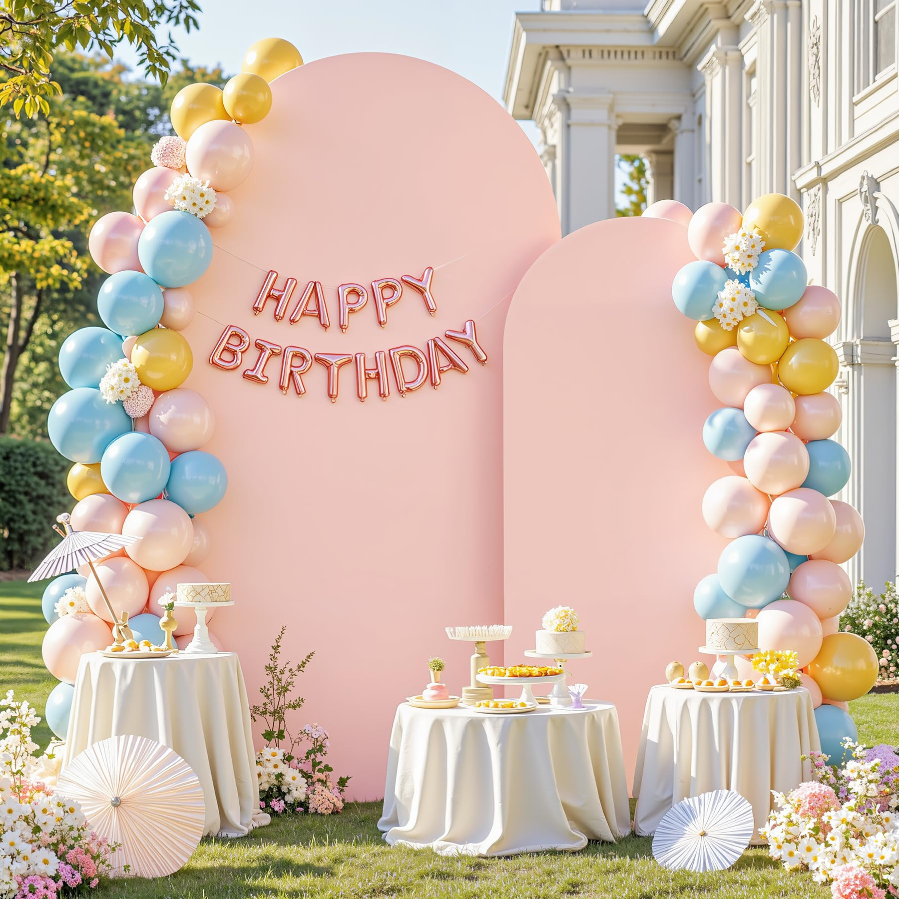 Dusty Rose Arch Cover 2 Set-7.2 and 6ft Dusty Pink Arch Backdrop Cover Spandex Wedding Arch Stand... | Amazon (US)