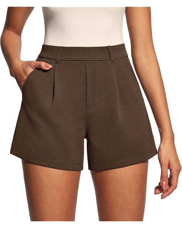 IUGA Dress Shorts for Women High Waisted Dressy Casual Shorts Work Trouser Shorts Pleated Wide Le... | Amazon (US)