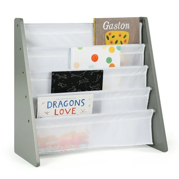 Humble Crew Kids Bookshelf 4 Tier Book Organizer, Inspire Collection, Grey/White | Walmart (US)