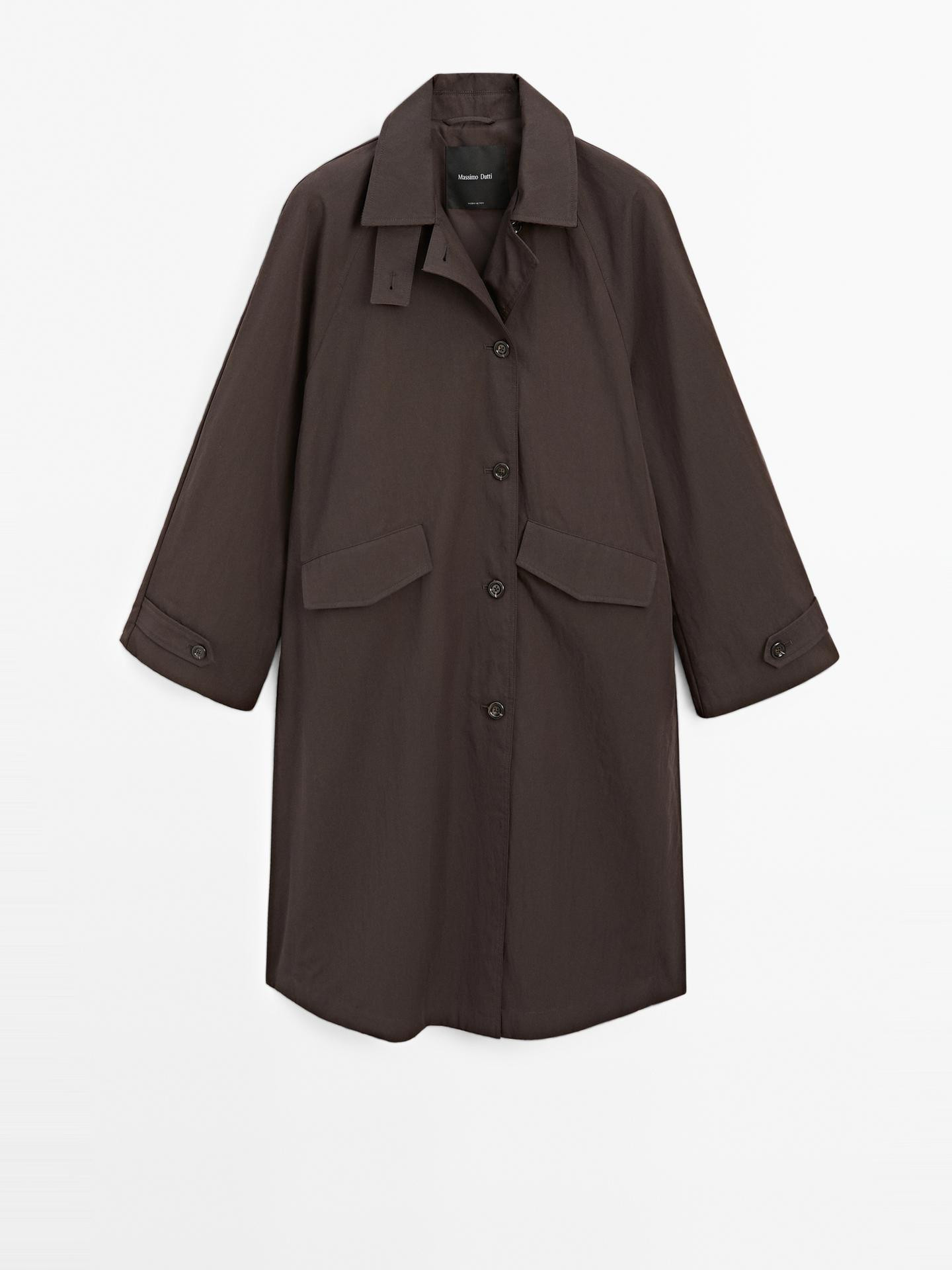 Trenchcoat aus Baumwollmischgewebe mit Corddetail | Massimo Dutti DE