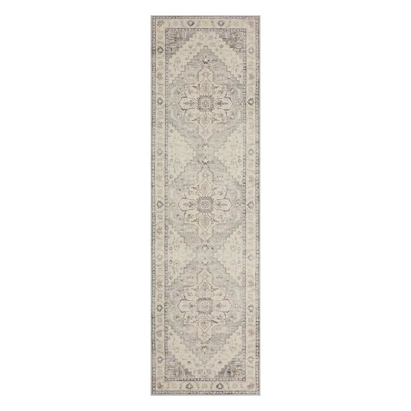 (D576) Grand Villa Taupe Medallion Runner, 2x7 | At Home
