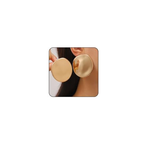 Metal Statement Earrings for Women Chunky Earrings Big Statement Large Oval Round Pebble Shape Earring Irregular Geometric Drop Dangle Earring Chunky Jewelry (3 - G) | Amazon (US)