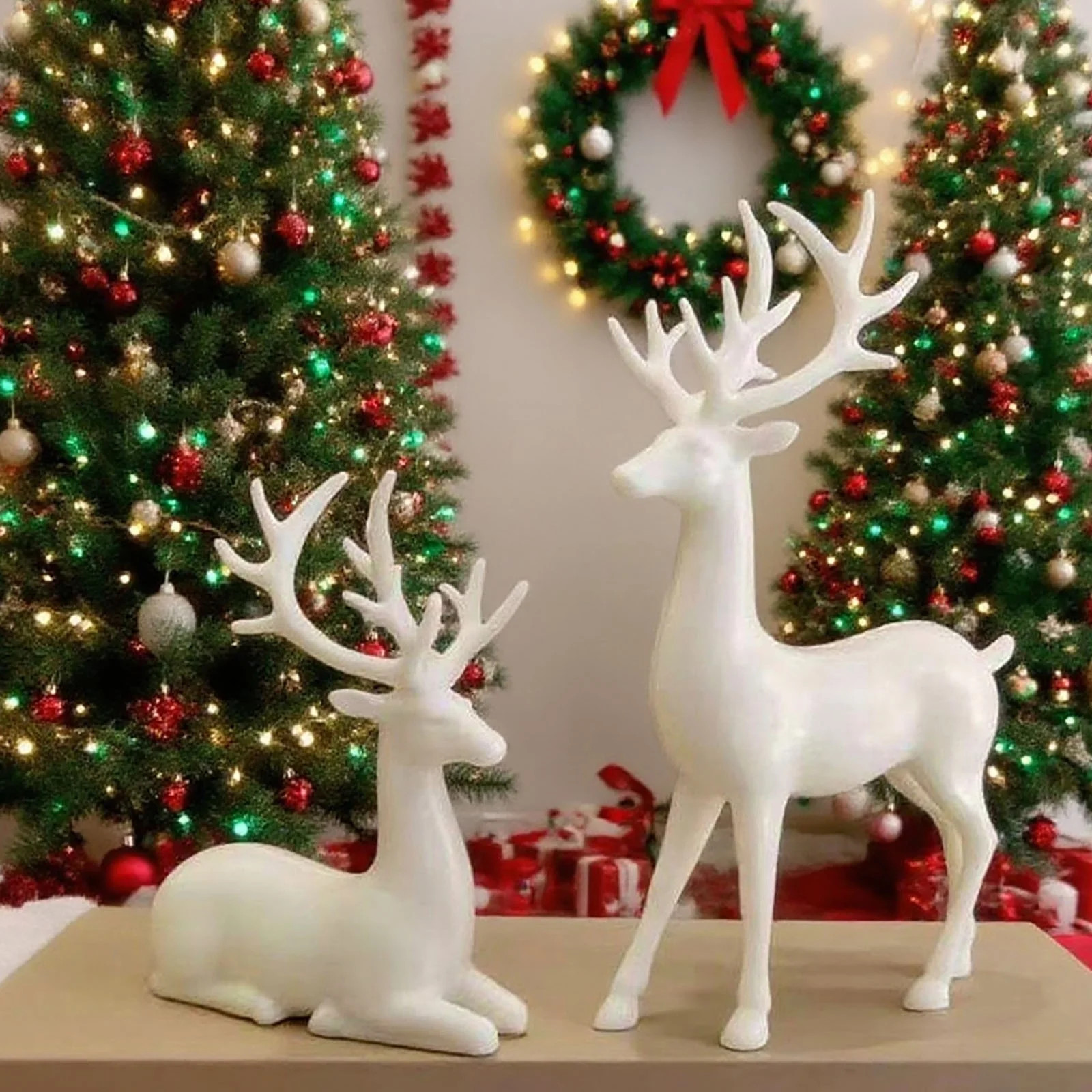 Noothes 2-Piece Resin Reindeer Figurines Set Deer Couple Decor for Christmas Home Accents Tableto... | Walmart (US)
