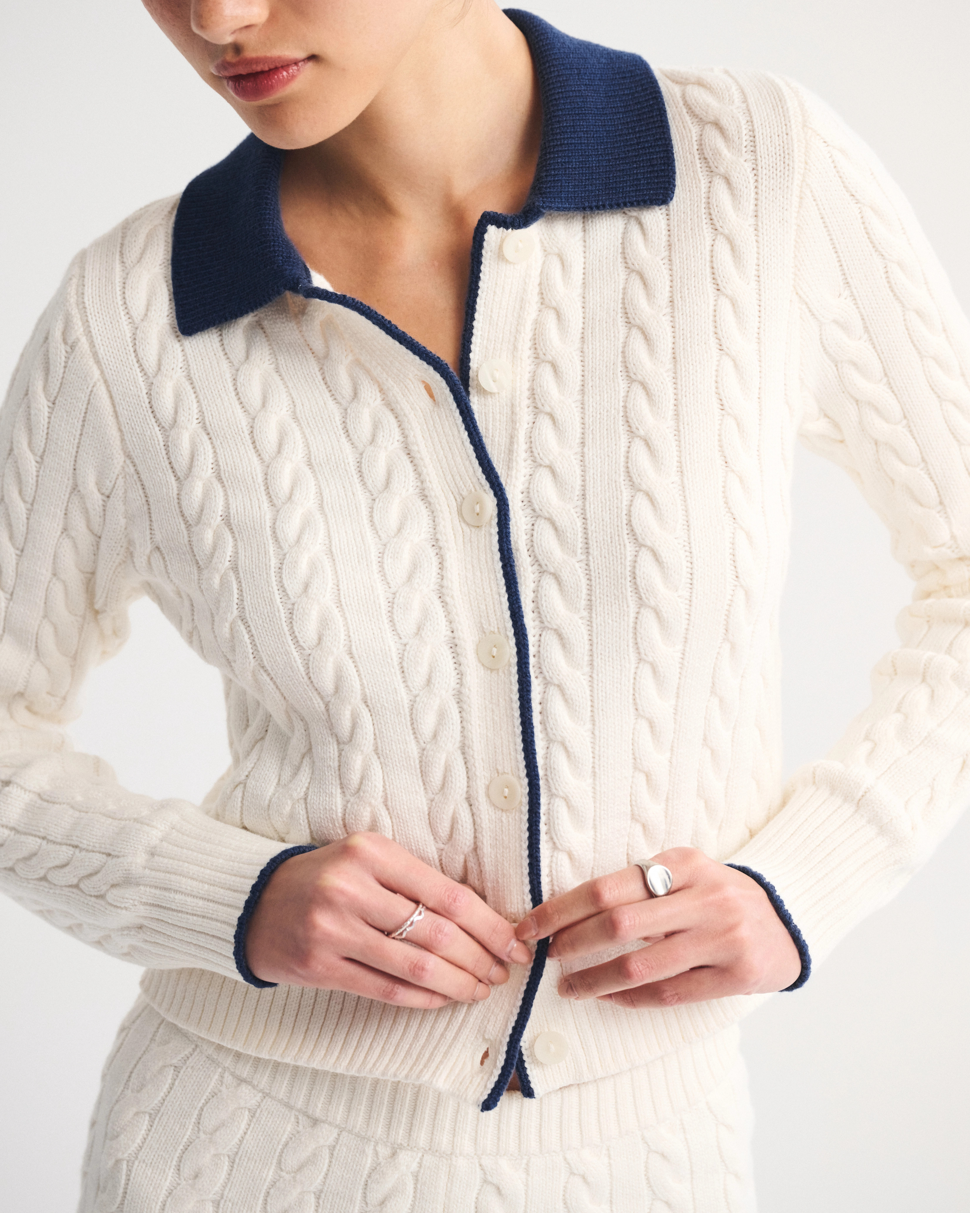 Cable-Knit Collared Cardigan | Abercrombie & Fitch (US)