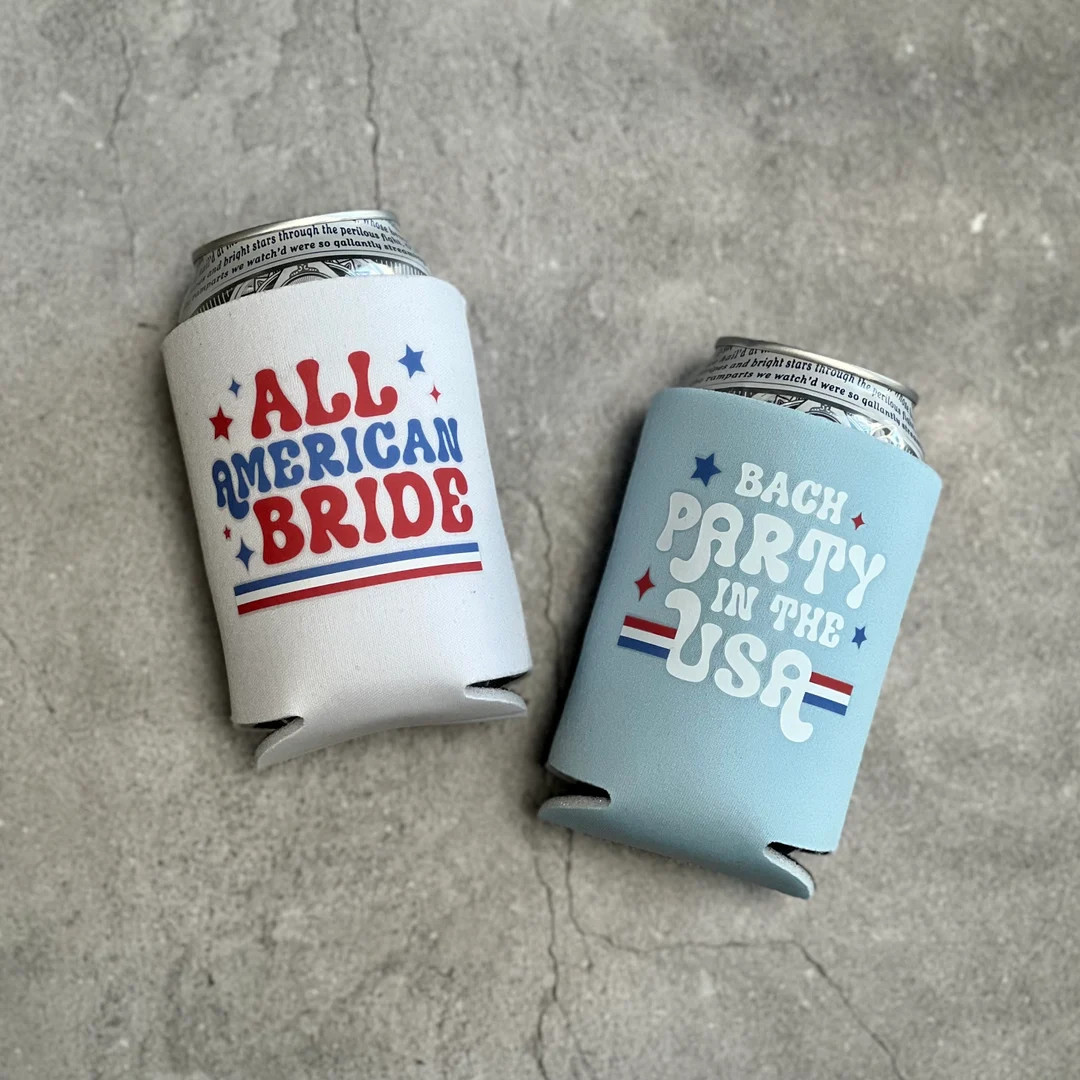 Bach Party in the USA All American Bride Bachelorette Party Can Coolers 4th of July | Etsy (US)