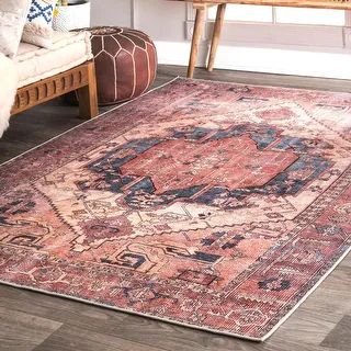 nuLOOM Transitional Faded Duval Medieval Medallion Area Rug (2' x 3' - Peach) | Bed Bath & Beyond