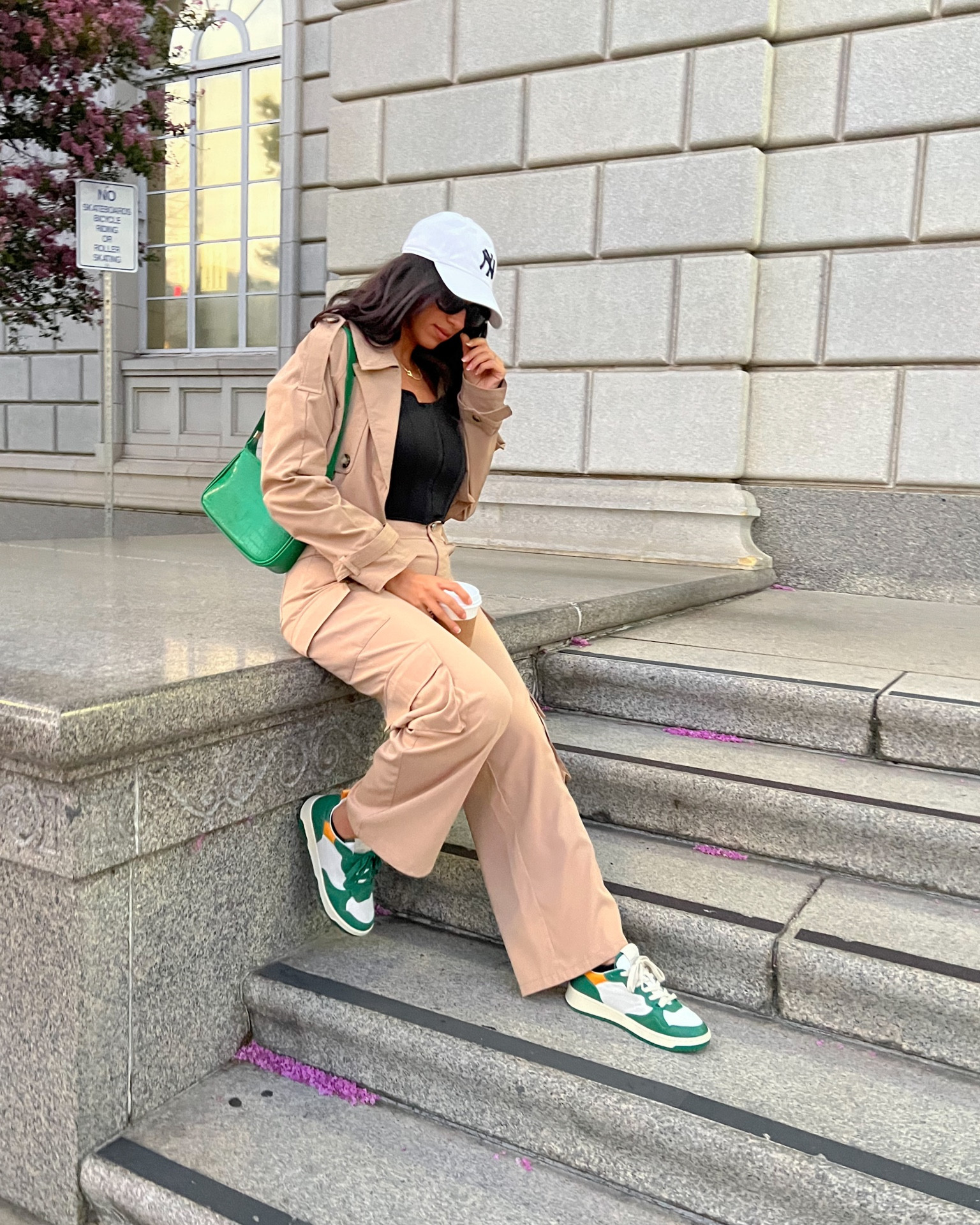 Street style outfit 
Cargo pants
Cropped trench coat 
Sneakers 
Fall outfit 

#LTKfindsunder100 #LTKstyletip #LTKshoecrush