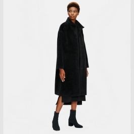 Sheared Suri Alpaca Stand Collar Coat | Eileen Fisher