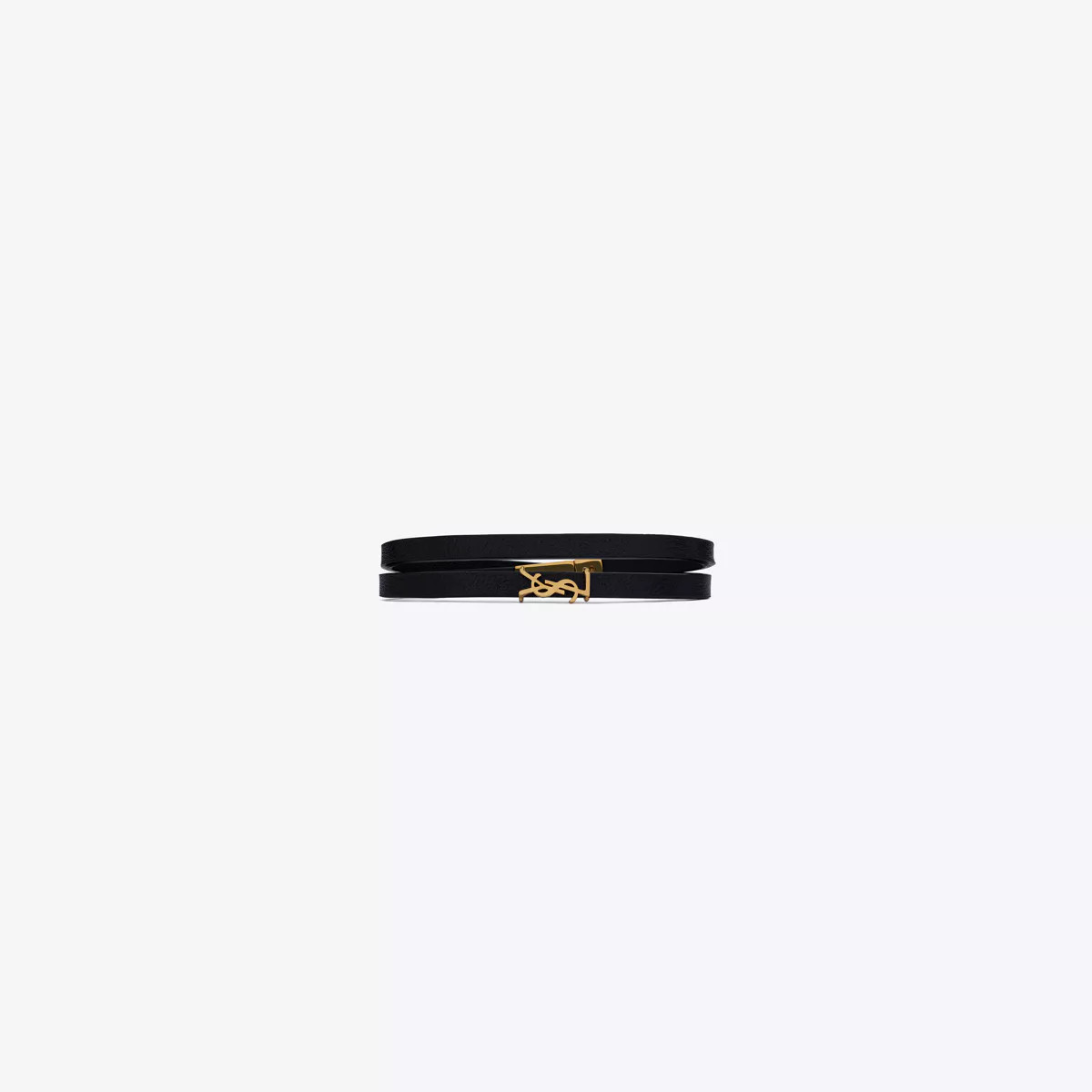 Cassandre Double Wrap Bracelet In Leather And Metal Black XL | Saint Laurent Inc. (Global)