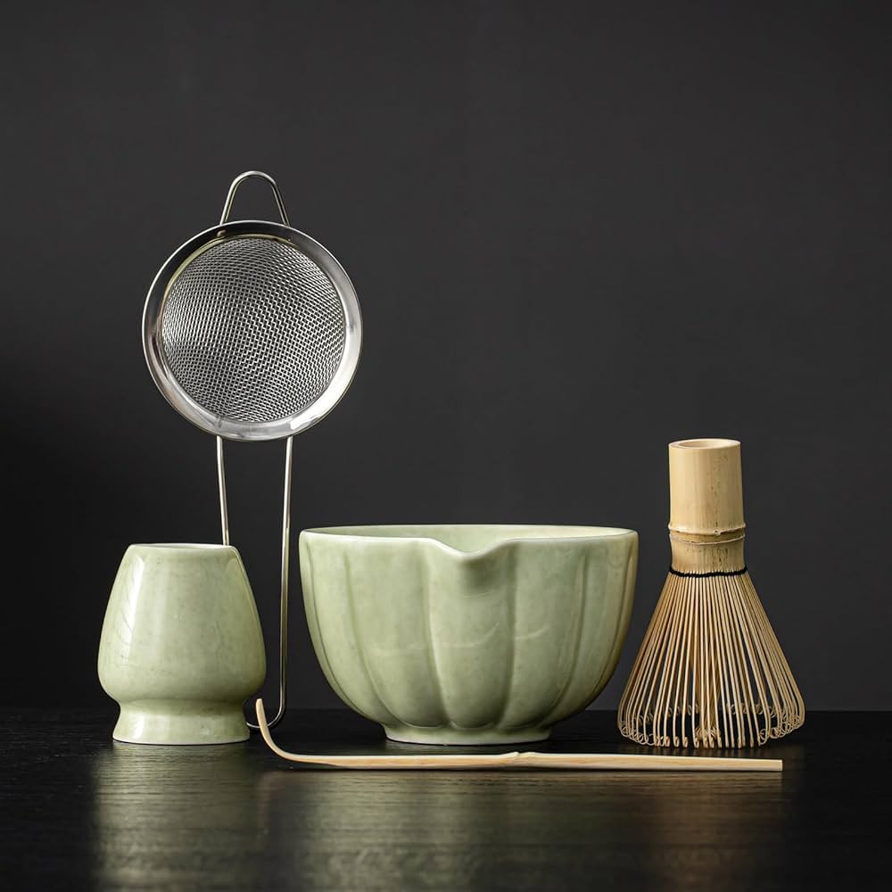 Matcha Whisk Set, Matcha Bowl with Spout, Matcha Whisk, Chasen Holder, Sifter, Bamboo Scoop - 5 P... | Amazon (US)