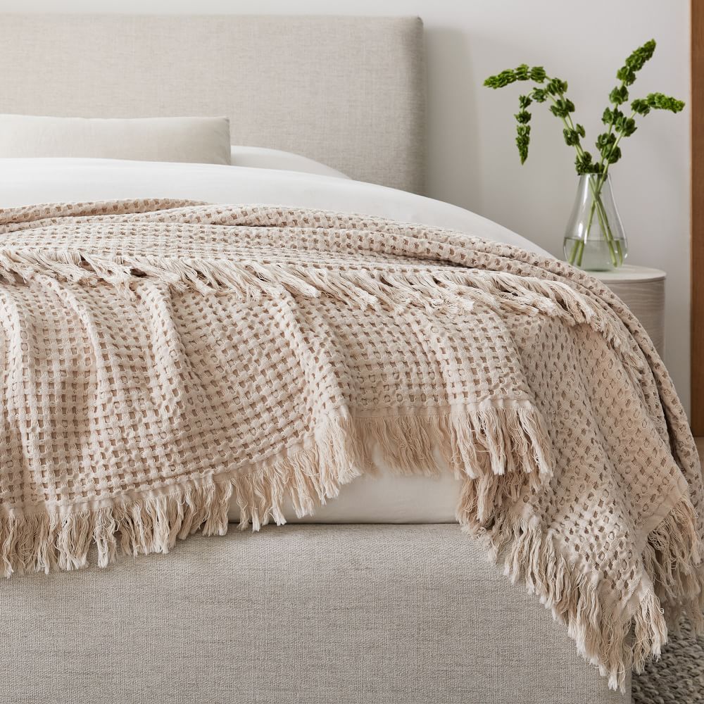 Waffle Bed Blanket, Full/Queen, Natural | West Elm (US)