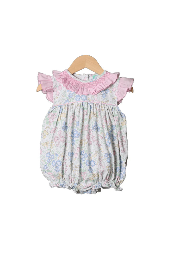 Smocked Heirloom Sweet Floral Knit Bubble | The Smocked Flamingo