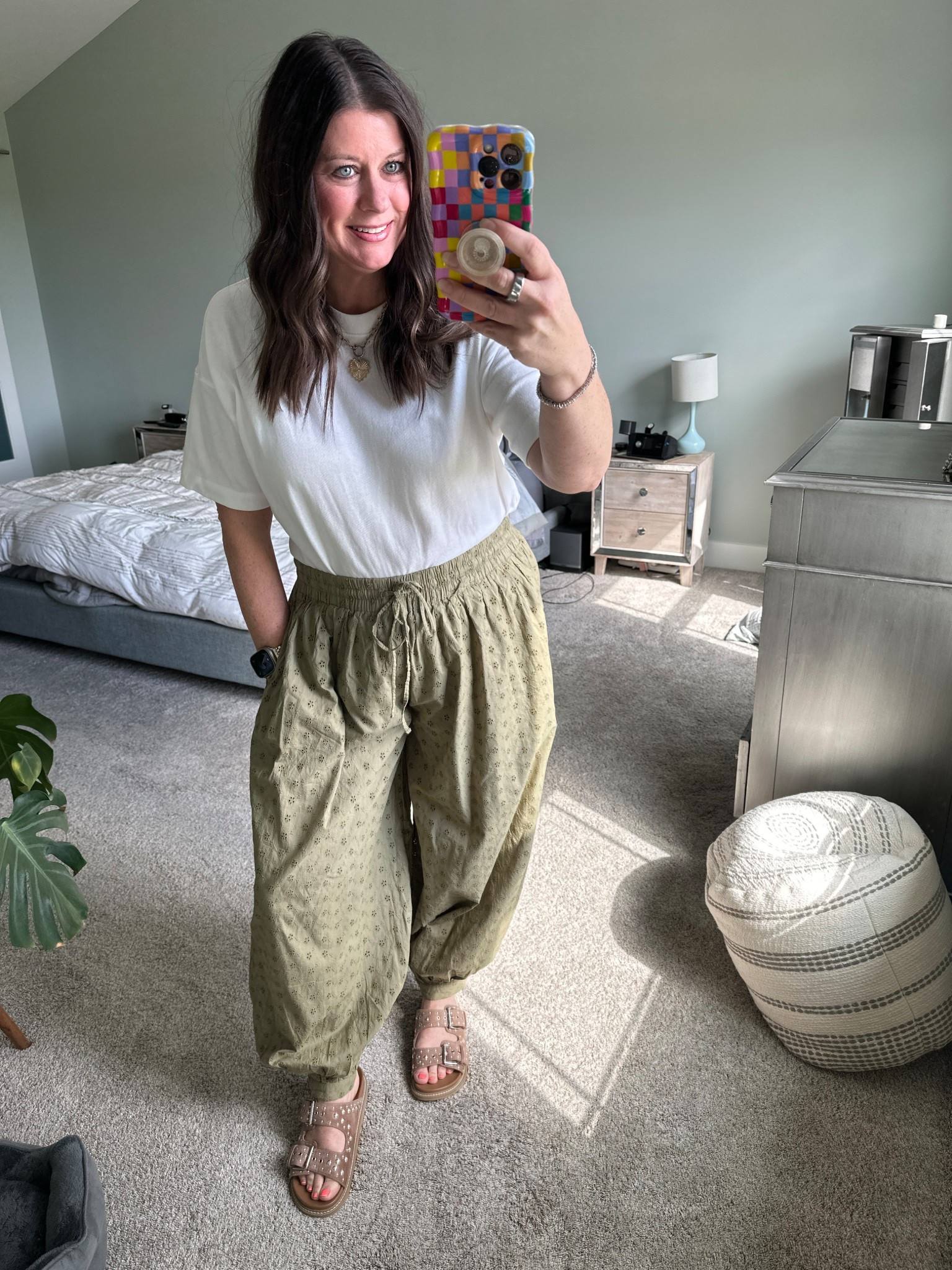 These eyelet harem pants are the cutest!! There are so many different styling options  

#LTKOver40 #LTKMidsize #LTKootd
