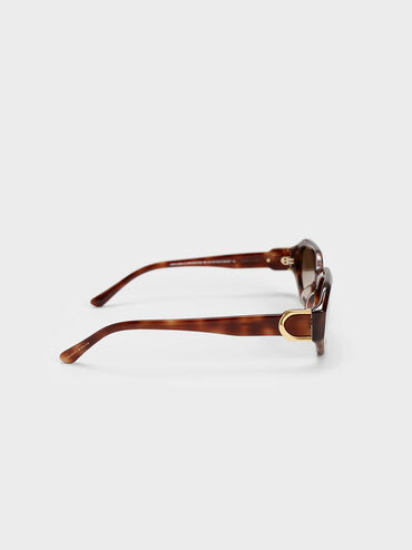 Tortoiseshell Gabine Recycled Acetate Oval Sunglasses | CHARLES & KEITH | Charles & Keith AU