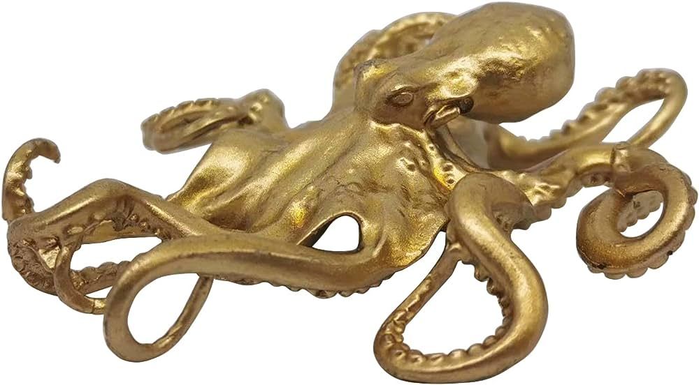 Pewery Gold Mini Octopus Figurine, Solid Metal Animal Ornament, Mini Octopus Sculpture for Home O... | Amazon (US)