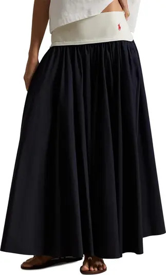 Mixed Media Cotton Poplin Maxi Skirt | Nordstrom