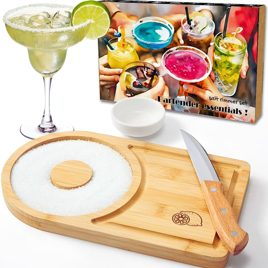 Margarita Salt Rimmer Set 6'', 2-in-1 Salt Rimmer for Cocktails w Cutting Board, Sugar Glass Rimm... | Amazon (US)