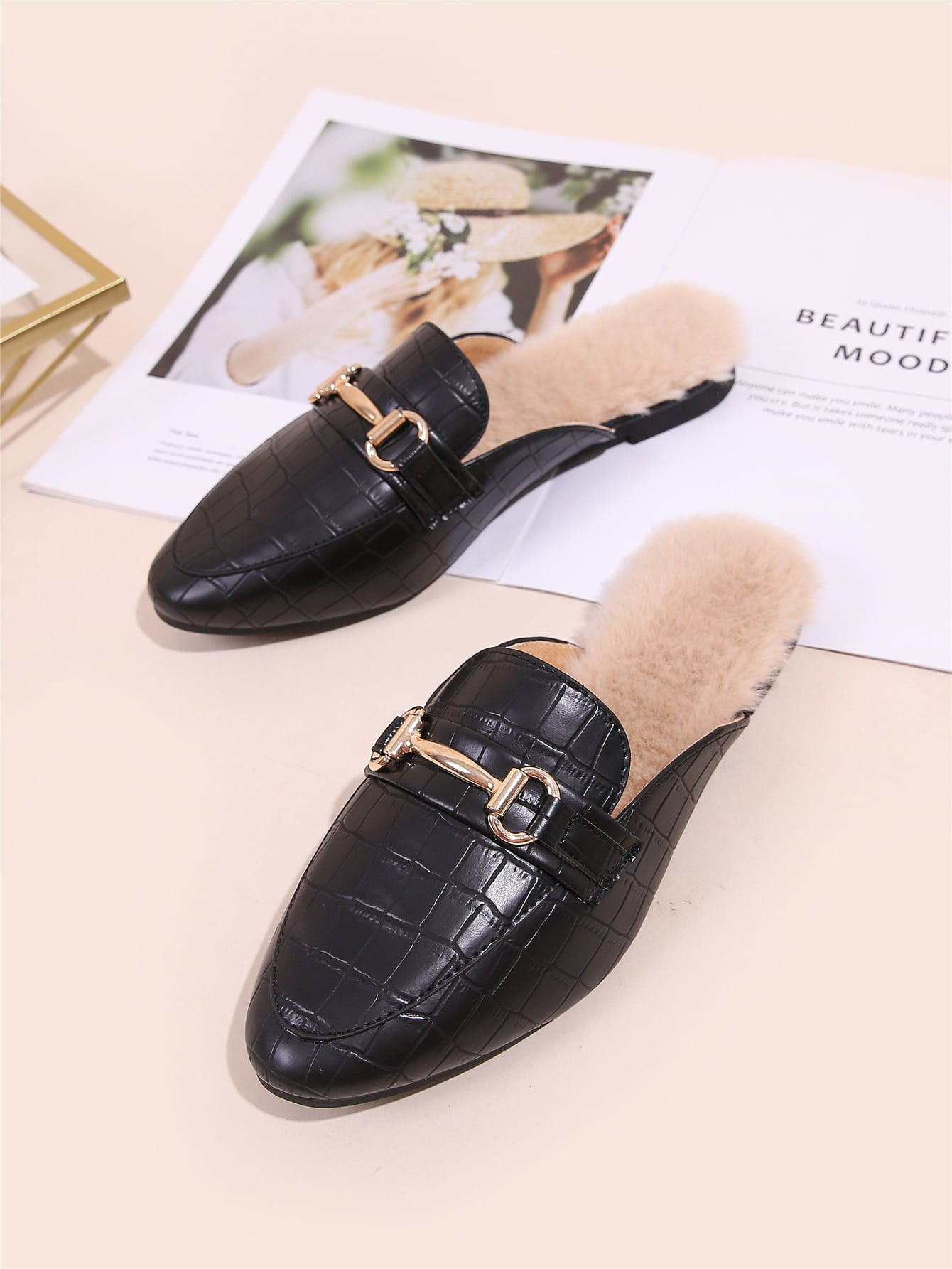 Horsebit Decor Croc Embossed Loafer Mules | SHEIN