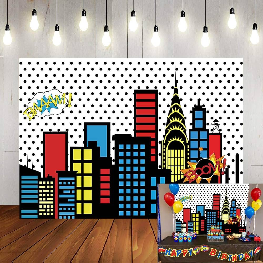 Art Studio 7x5ft Superhero Super City Photography Backdrops Skyline Buildings City Boom Photo Bac... | Amazon (US)