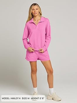 MEROKEETY Women's 2 Piece Waffle Knit Lounge Sets Long Sleeve Shorts Outfits Pjs with Pockets | Amazon (US)