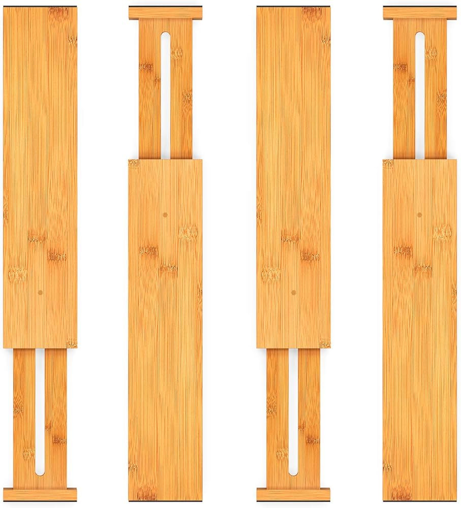 Pipishell Bamboo Drawer Dividers Organizers Adjustable Expandable Wooden Separators Organization ... | Amazon (US)