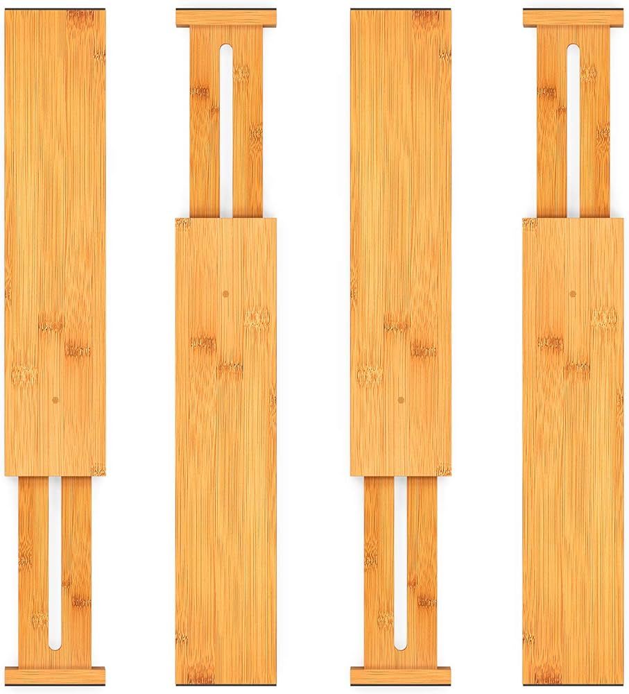 Pipishell Bamboo Drawer Dividers Organizers Adjustable Expandable Wooden Separators Organization ... | Amazon (US)