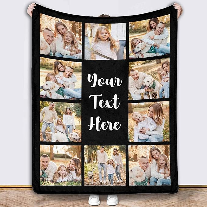 D-Story Custom Blanket with Text Picture Collage Customized Blankets, Birthday Personalized Throw... | Amazon (US)
