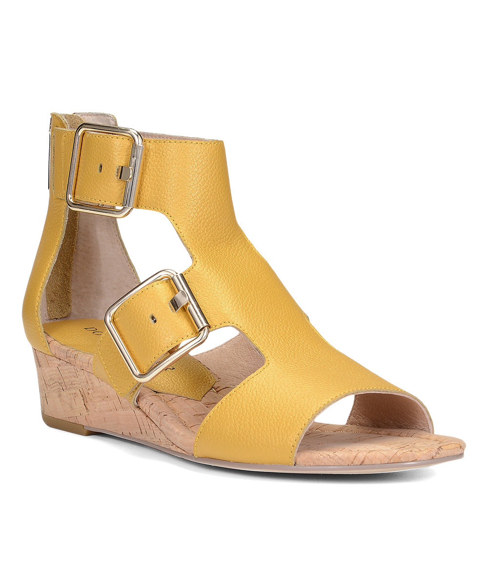 Donald Pliner Women's Sandals YELLOW - Yellow Olive Leather Gladiator Wedge Sandal - Women | Zulily