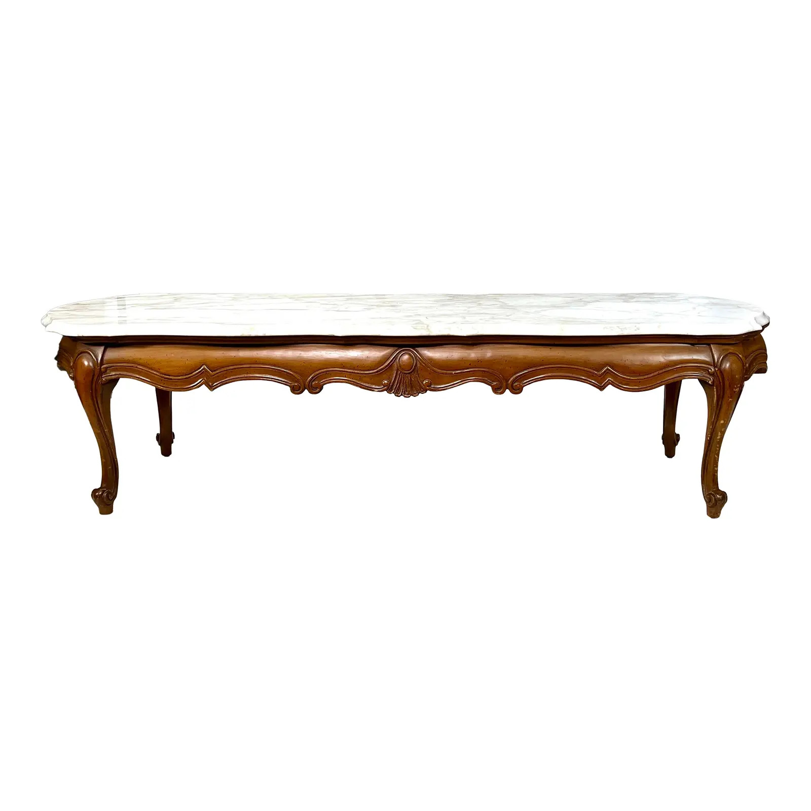 Vintage French Provincial Italian Marble Top Coffee Table | Chairish