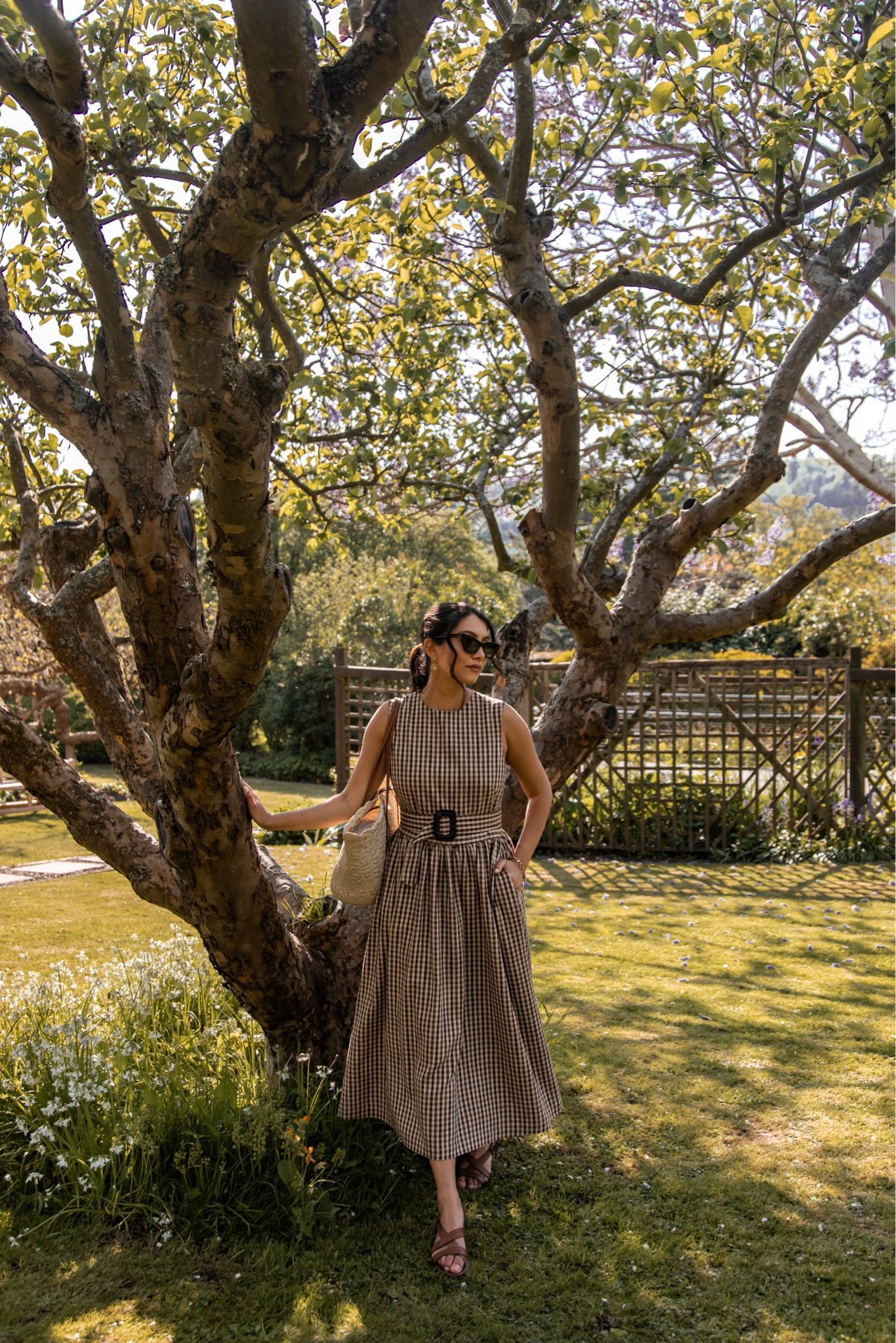 Cottagecore vibes with this brown gingham midi dress and my staple accessory combo of brown sandals and carry all tote bag 

#LTKeurope #LTKtravel