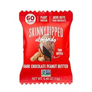 SkinnyDipped Dark Chocolate Peanut Butter Almonds, Healthy Snack, Plant Protein, Gluten Free, 0.4... | Amazon (US)