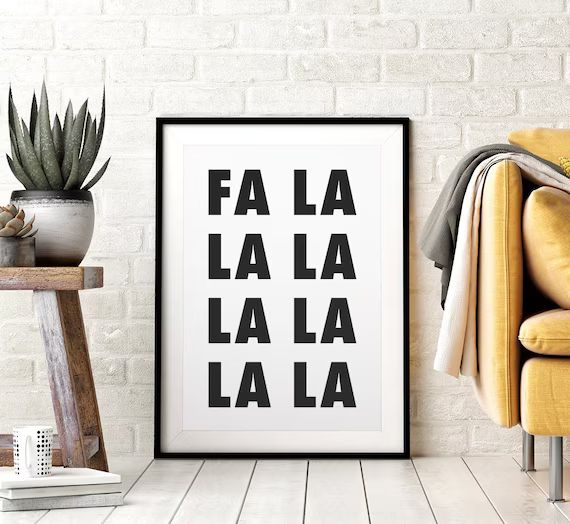 Fa La La La La Printable Wall Art, Minimalist Christmas Typography Poster Print, Black & White, M... | Etsy (CAD)