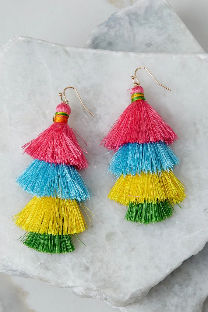 Pull Some Strings Multi Tassel Earrings | Red Dress 