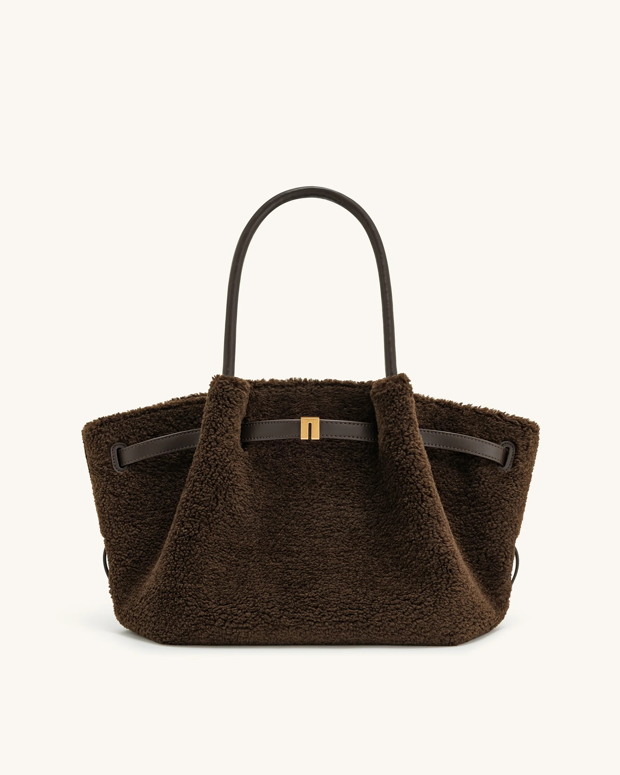 Hana Medium Faux Fur Tote Bag - Mocha Brown | JW PEI US