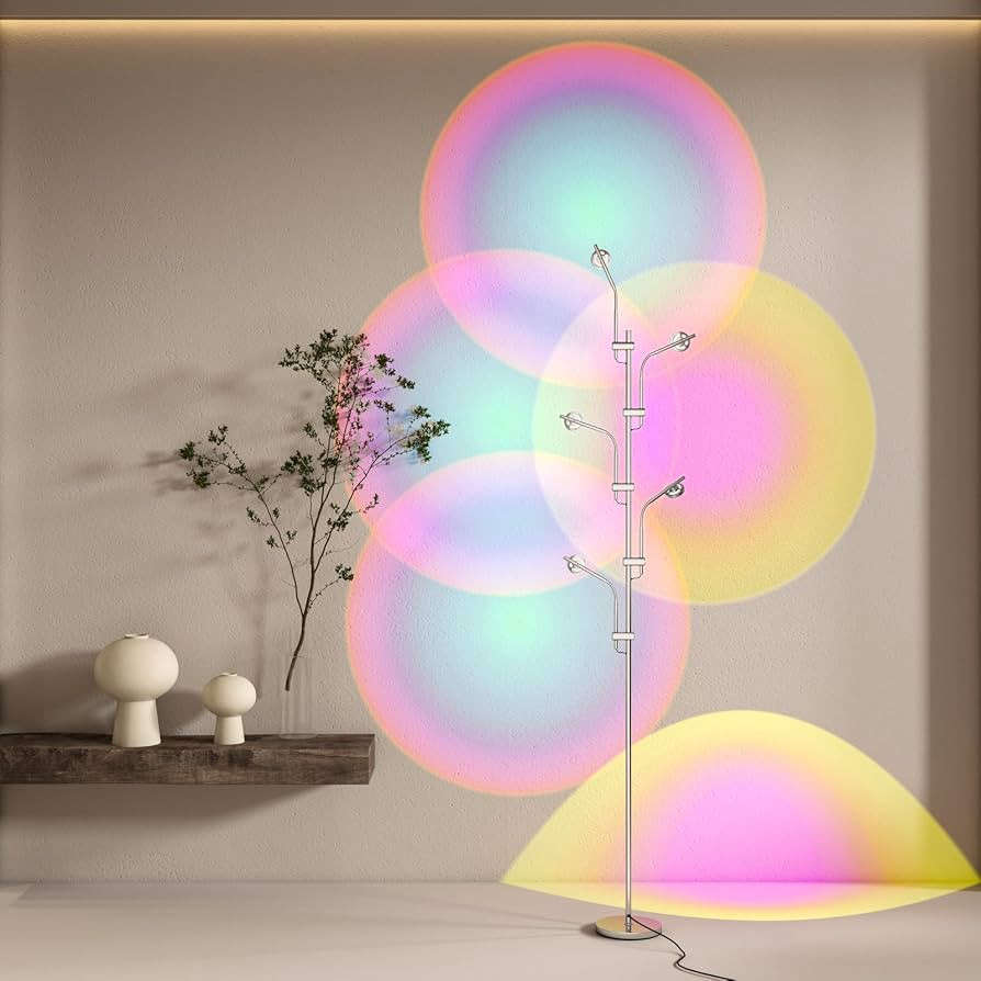 TACAHE RGBW Halo Projector Floor Lamp - 4000K LED with Replaceable Color Filters - Light and Shad... | Amazon (US)
