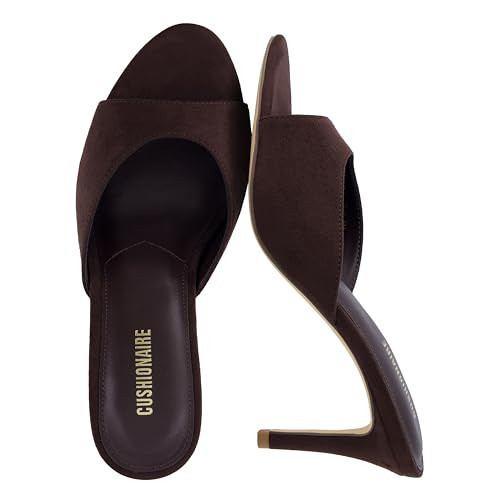 CUSHIONAIRE Elle Pointed Heel Womens Sandal, Open Toe Heeled Mule with Cushioned Memory and Stiletto Design, BROWN 10 | Amazon (US)