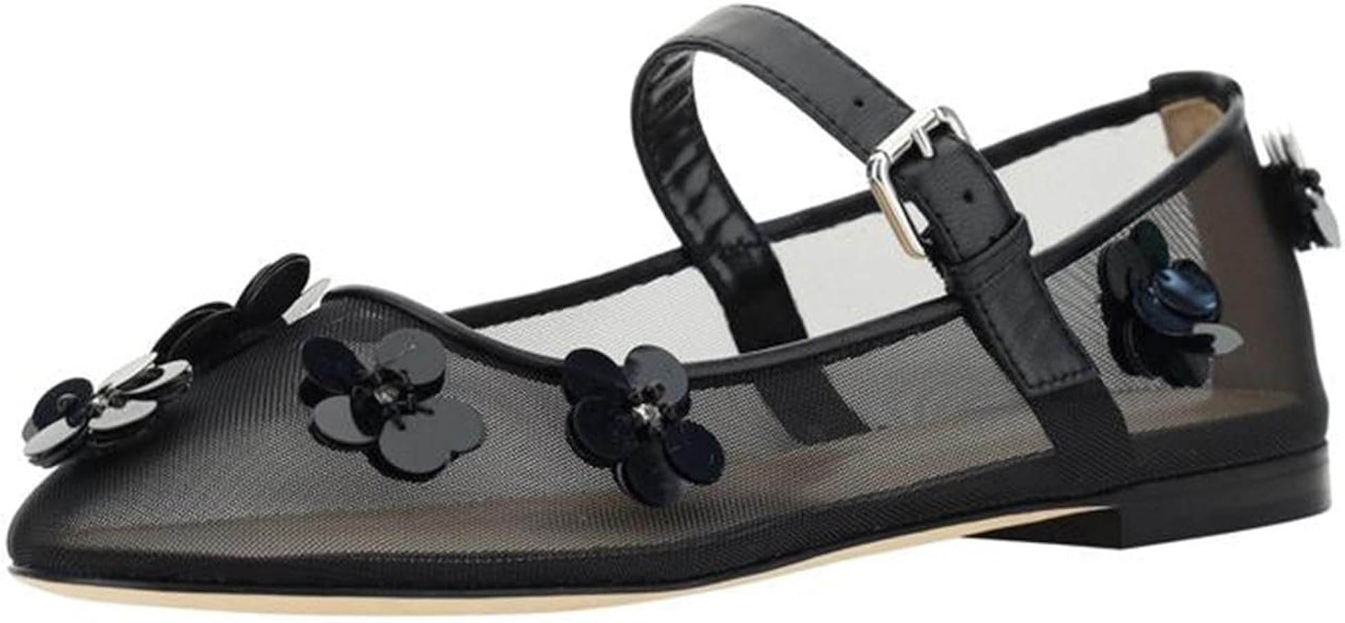Gradinery Floral Mesh Ballet Flats for Women Floral Embellished Round Toe Mary Jane Ballerina Sho... | Amazon (CA)