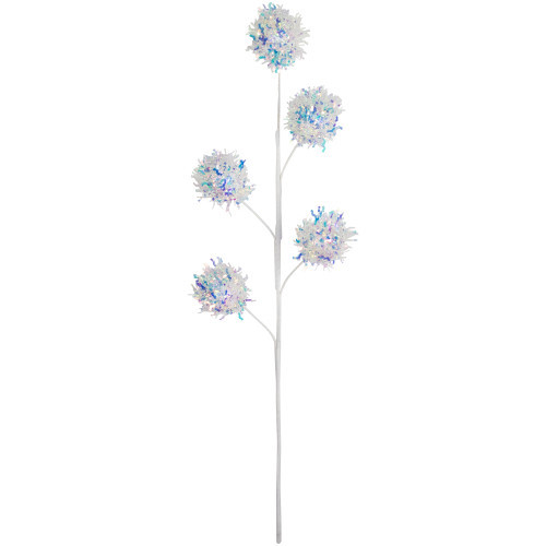 27" White Iridescent Snowball Christmas Spray | Christmas Central