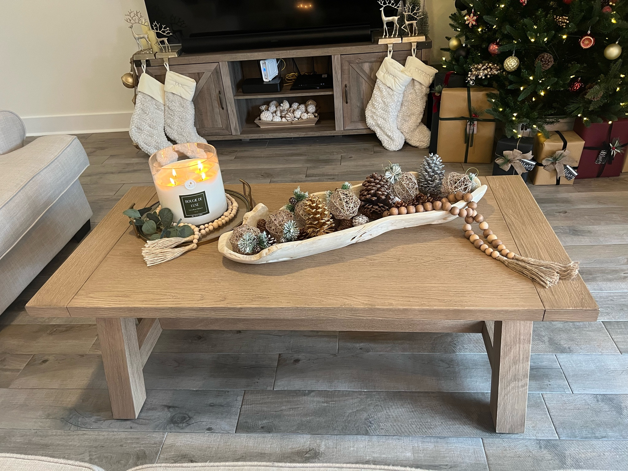 Pottery Barn Coffee Table in “Seadrift”

Candle is “Big Ass Candle”- the “baby” Big Ass Candle size! 


#LTKhome #LTKstyletip #LTKHoliday