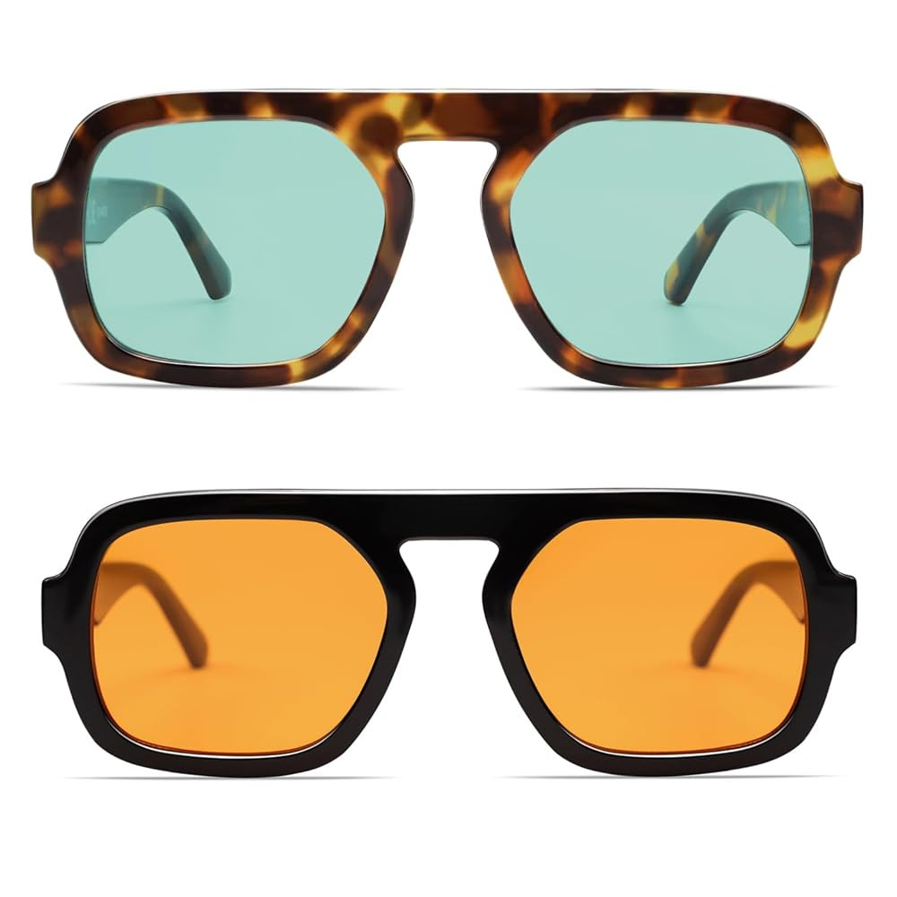 VANLINKER Oversized Retro Square Aviator Sunglasses for Women Men 70s Vintage Style Trendy Big Fl... | Amazon (US)