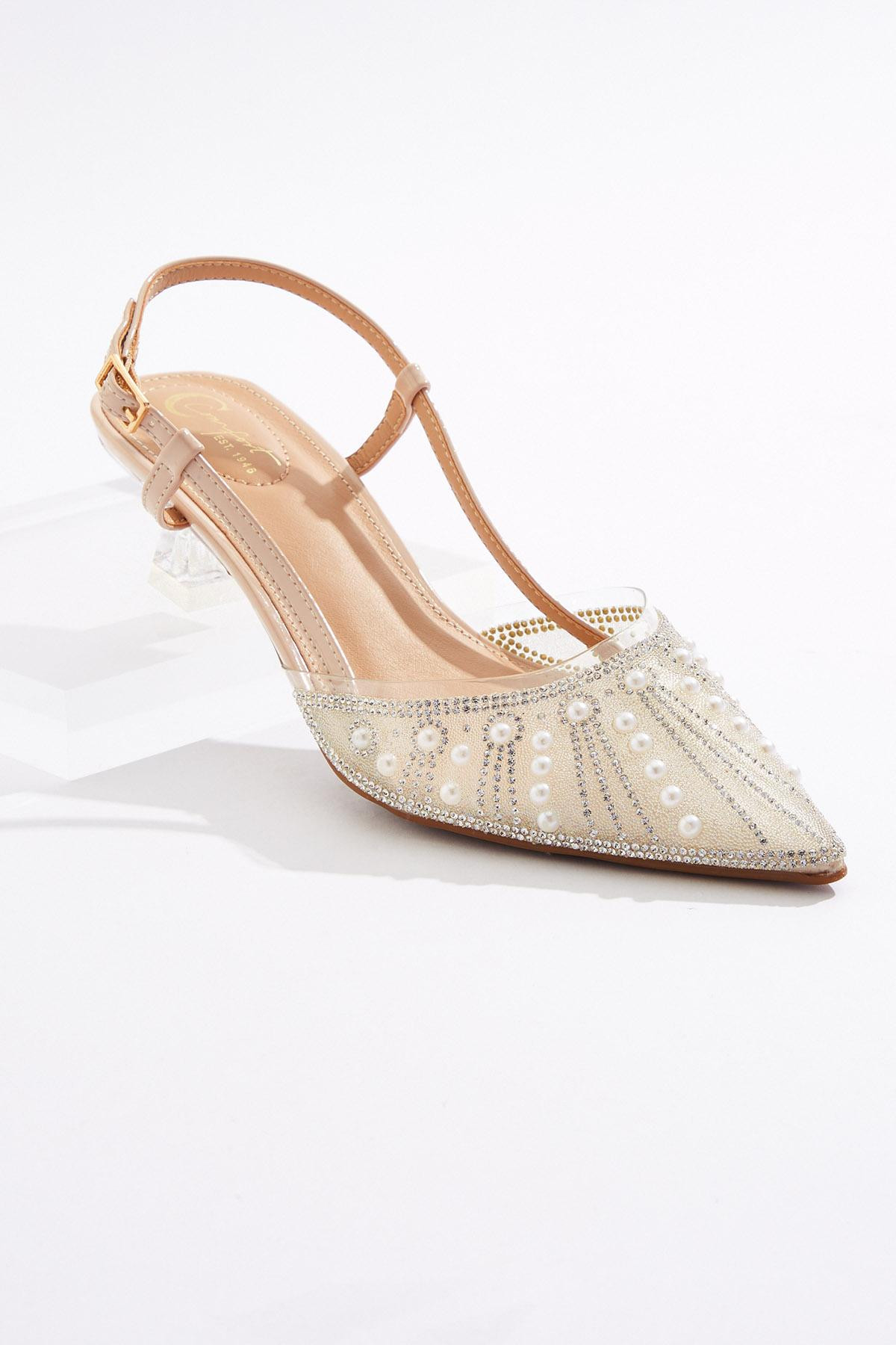 Pearl Lucite Slingback Heels | Cato Fashions